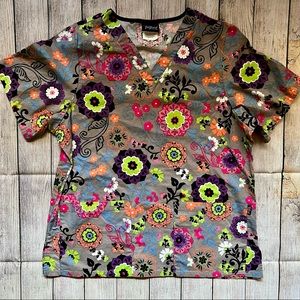 ▪️Vibrant Floral Scrub Top▪️